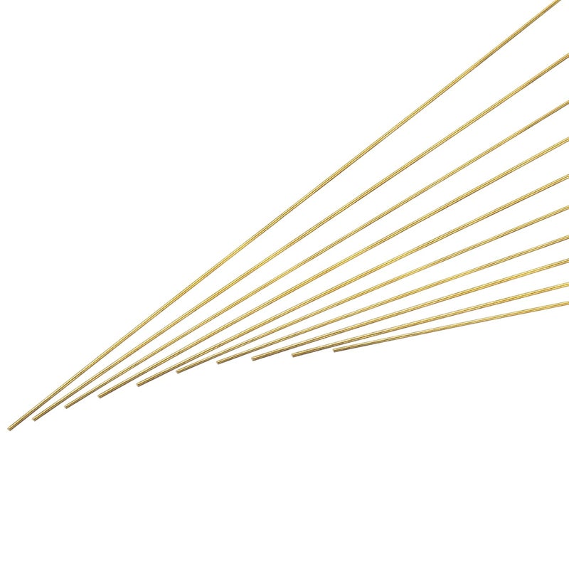 uxcell 1mm x 350mm Brass Round Rod, Metal Solid Shaft Rods Lathe Bar Stock for DIY Crafts Model Car Helicopter Airplane 10pcs - Image 1